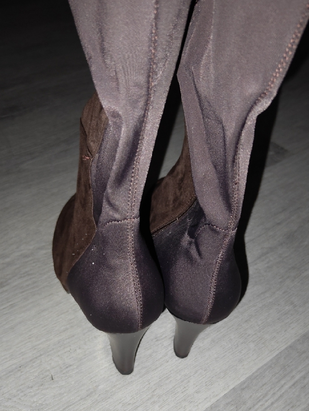 Lane Bryant Dark Brown Suede Heeled Knee Boots - Picture 3 of 5